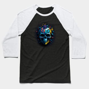 Colorful Skull - Digital Art Baseball T-Shirt